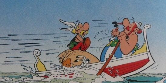 Asterix en Obelix roeien